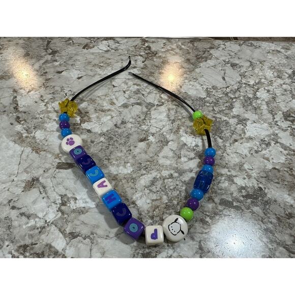 Vintage Sanrio Pochacco Street Dog Extraordinaire Necklace Beaded Craft no Clasp - Picture 6 of 6